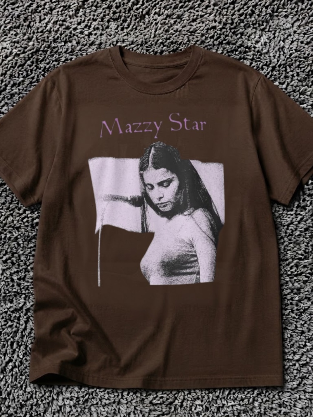 Mazzy Star Graphic Band Tee - Dark Chocolate with Pale Lilac Print